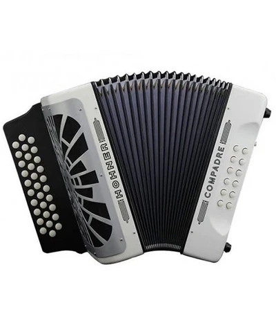 Acordeón Diatónico Hohner A48231 Compadre Sol-Do-Fa - Blanco con Funda
